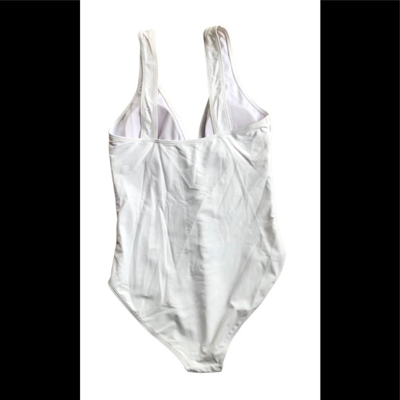 Boutique White One Piece Swimsuit Lace Up Corset Plunging Neckline S Beach Pool - Picture 5 of 5